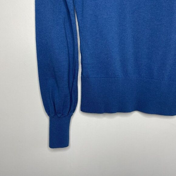 NICHOLAS Sweater Womens XS Blue Wool Cotton Cutout Pullover Turtleneck Allyah - Picture 9 of 12